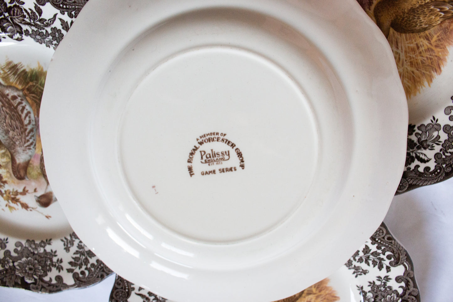 Royal Worcester Palissy 'Game Series' Brown Transferware 8.75" Plates (4)