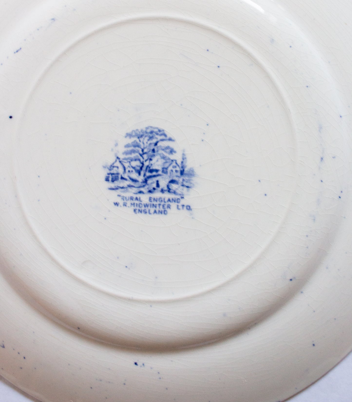 W. R. Midwinter Ltd. 'Rural England' Pattern Blue and White Transferware 10" Plate