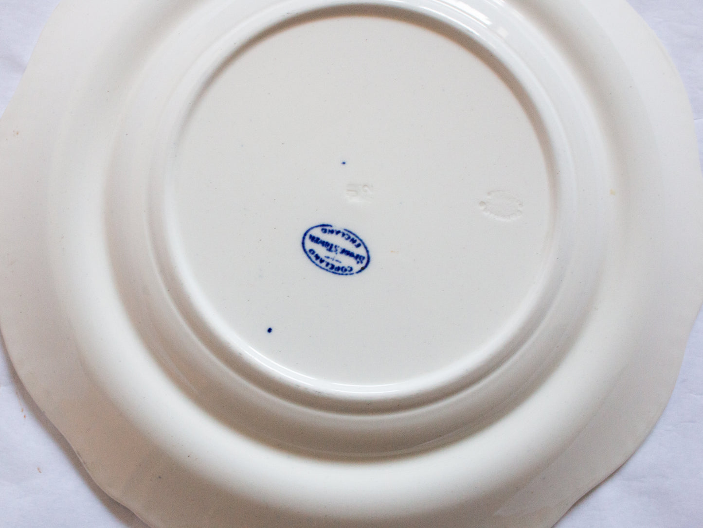 Spode's 'Tower' Pattern Blue and White Transferware 10.5" Plate with White Gadrooned Rim