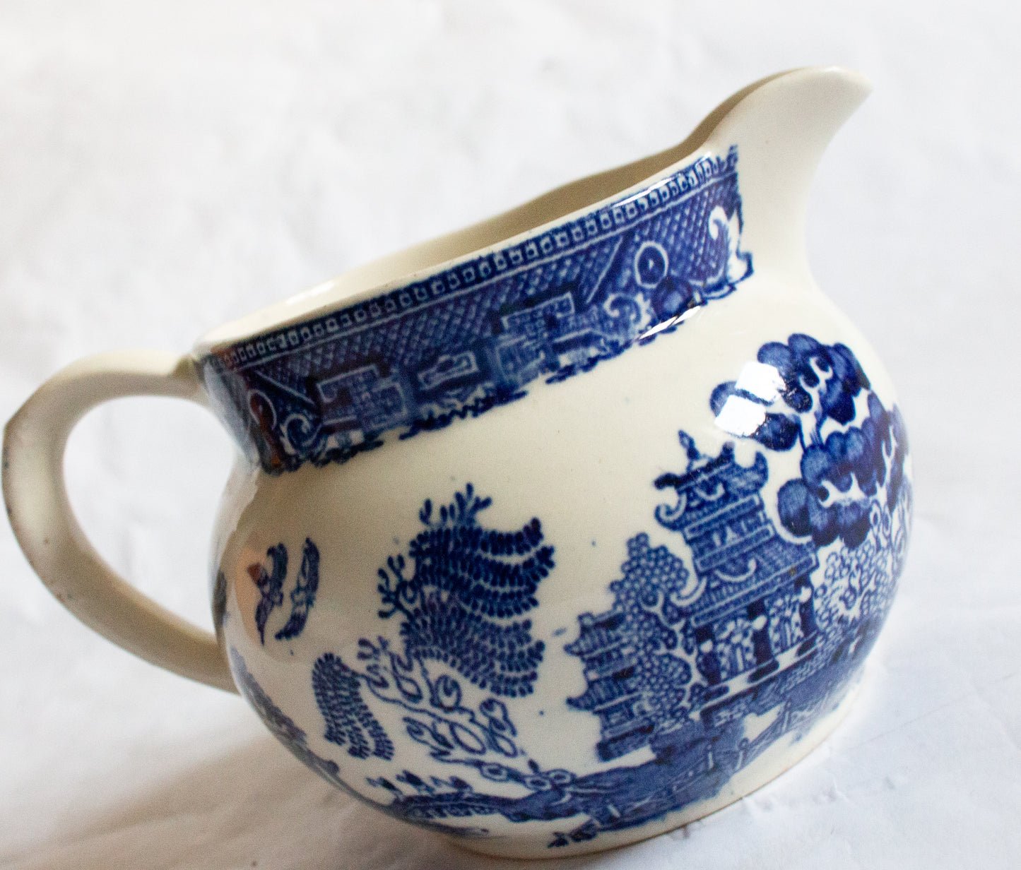 Blue and White Transferware 'Willow Pattern' Jug