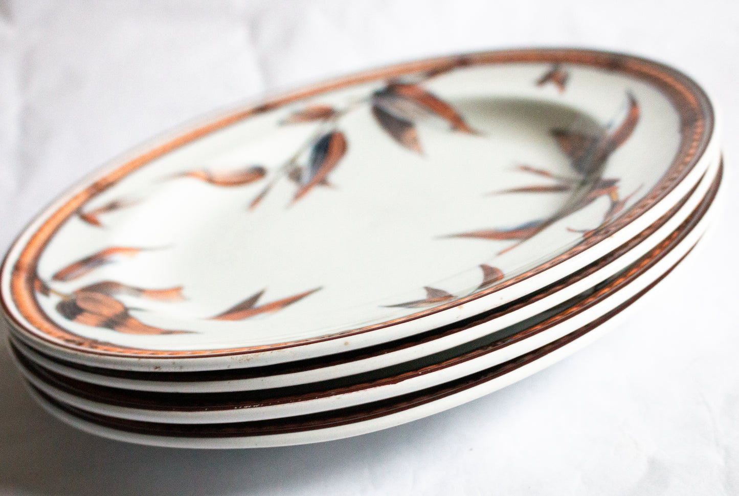 Antique Minton 'Bamboo' Pattern Ironstone 10. 25" Dinner Plates (4)