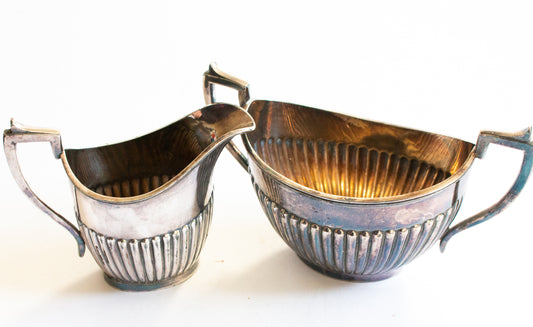 Antique James Deakin & Sons Silver Plate Sugar Bowl and Milk Jug Set