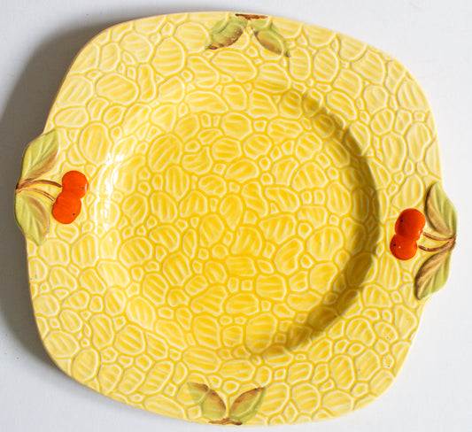 Vintage Mid Century Yellow Moulded Dish with Tomato Detail