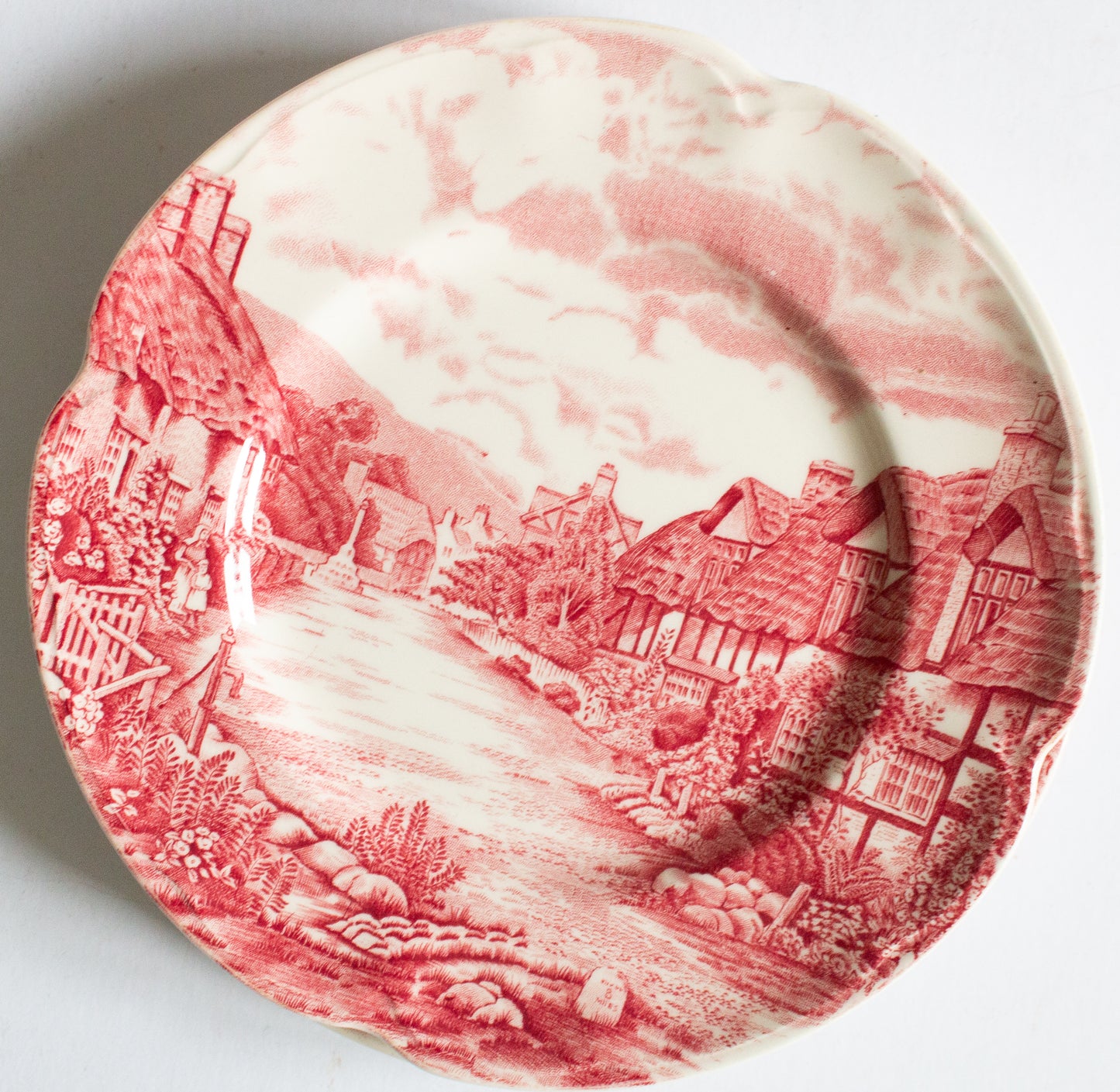 Johnson Bros. 'Olde English Countryside' Pattern 6" Red and White Transferware 7" Side Plates (4)