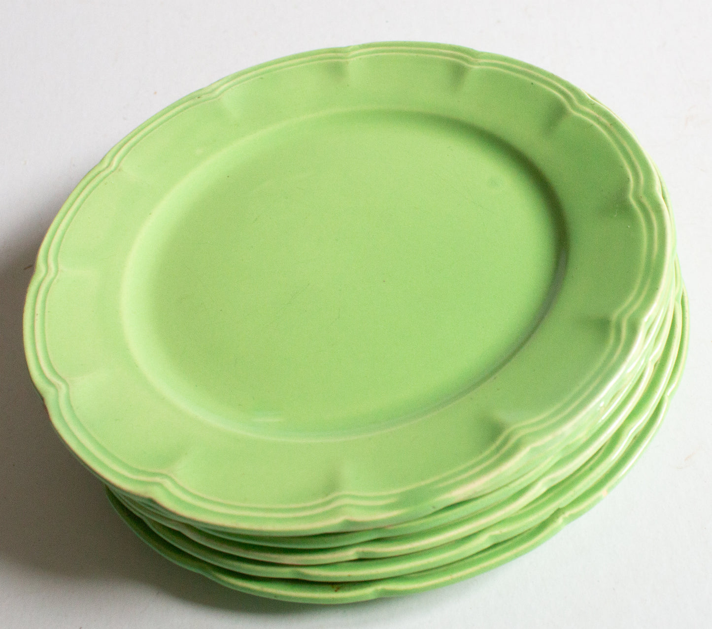 Royal Art Pottery Green Fluted 7" Side Plates (6)