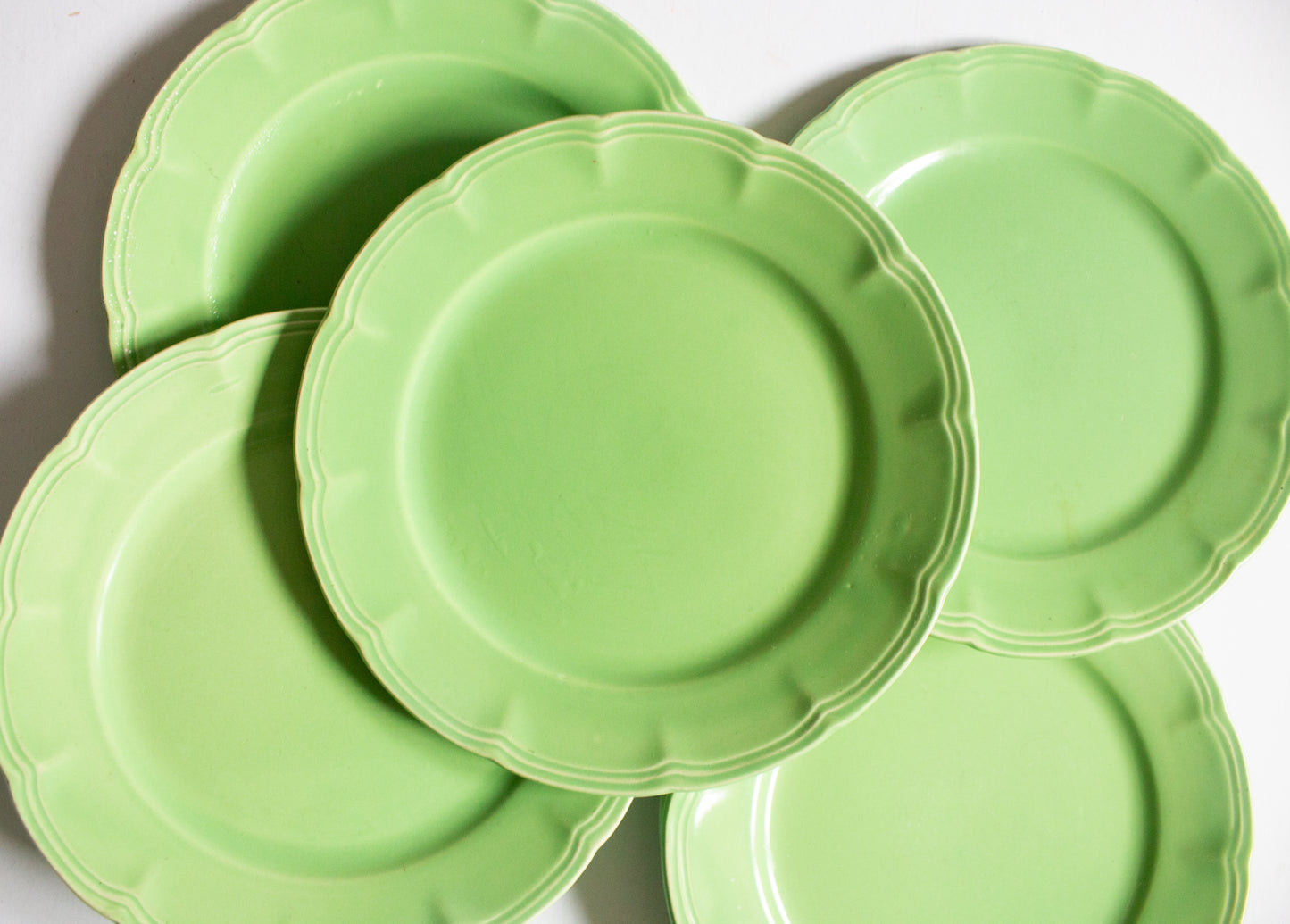 Royal Art Pottery Green Fluted 7" Side Plates (6)