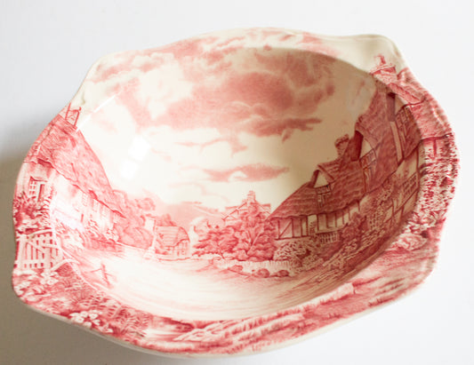 Johnson Bros. 'Olde English Countryside' Pattern Red and White Serving Bowl,