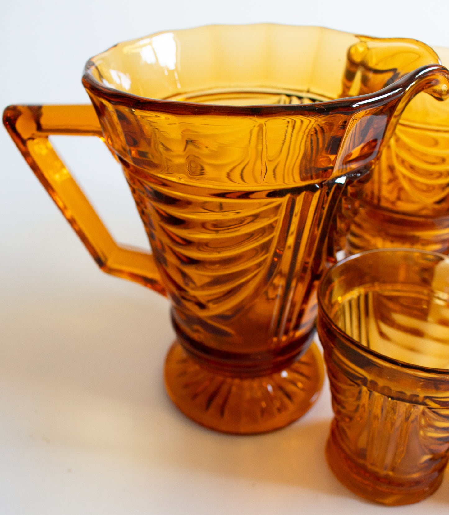 Brown Glass Art Deco Lemonade Set for Six