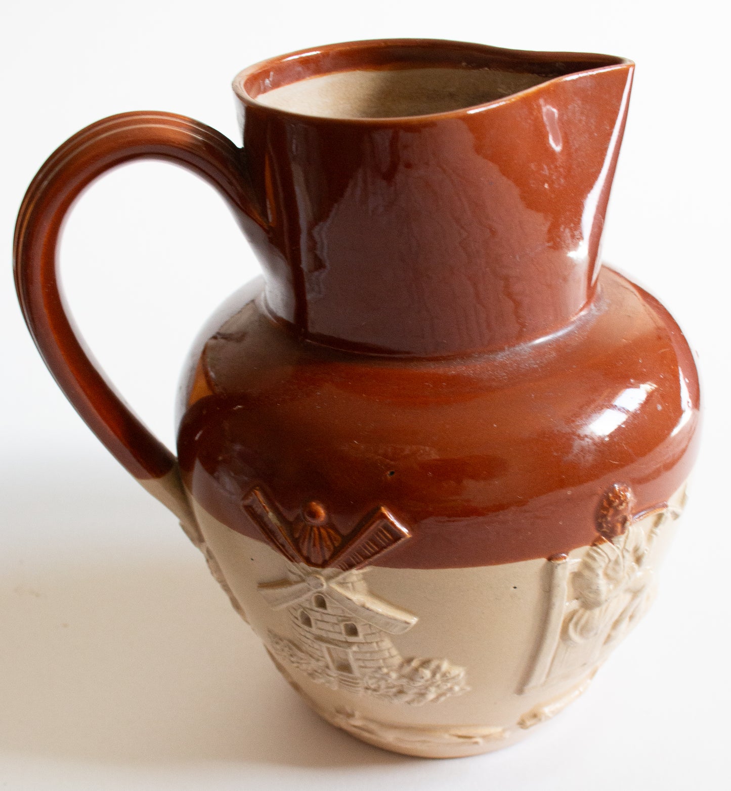 Antique Stoneware Brown Treacle Glazed Doulton Lambeth Jug