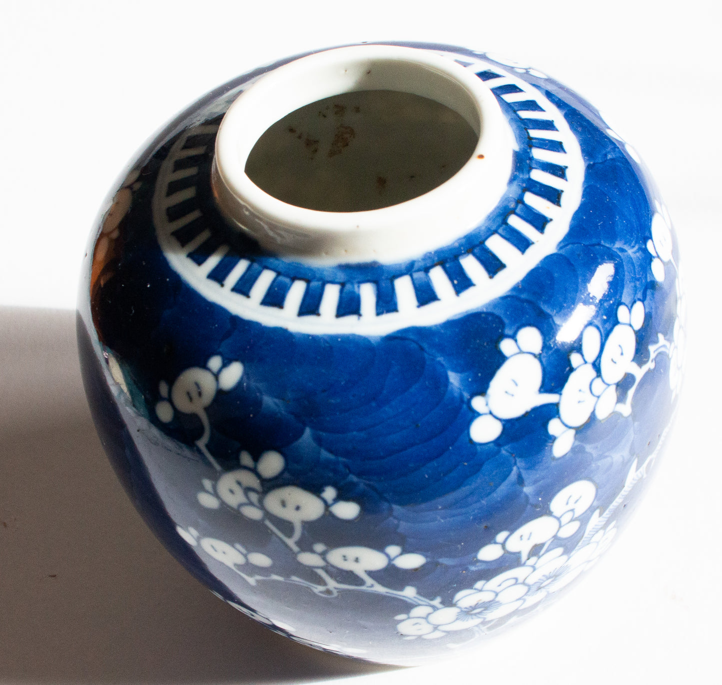 Vintage Blue and White Prunus Pattern Ginger Jar