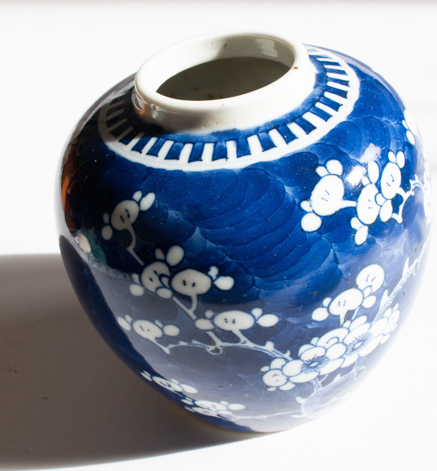 Vintage Blue and White Prunus Pattern Ginger Jar