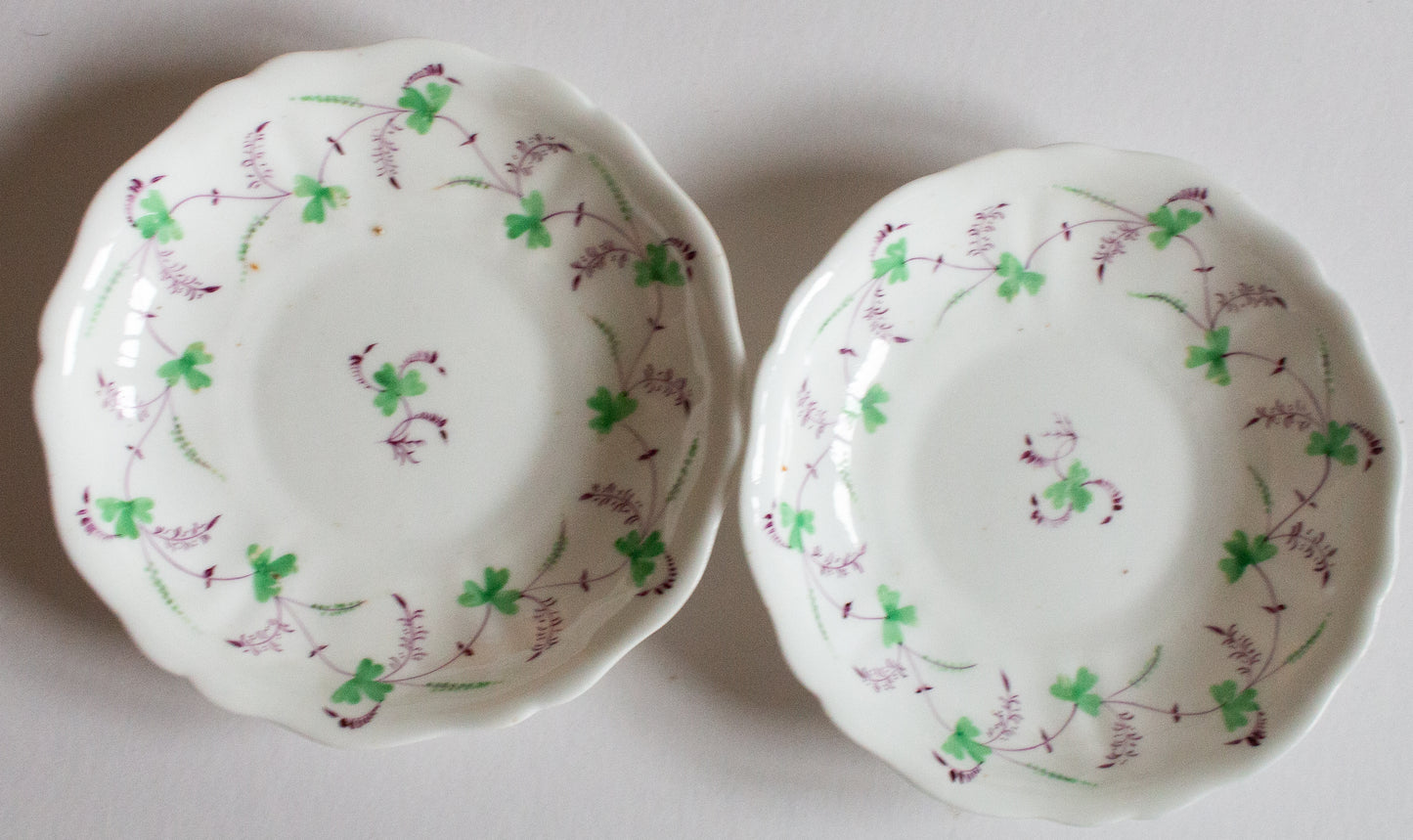 Antique Purple and Green Floral Motif 6" Side Plates (2)