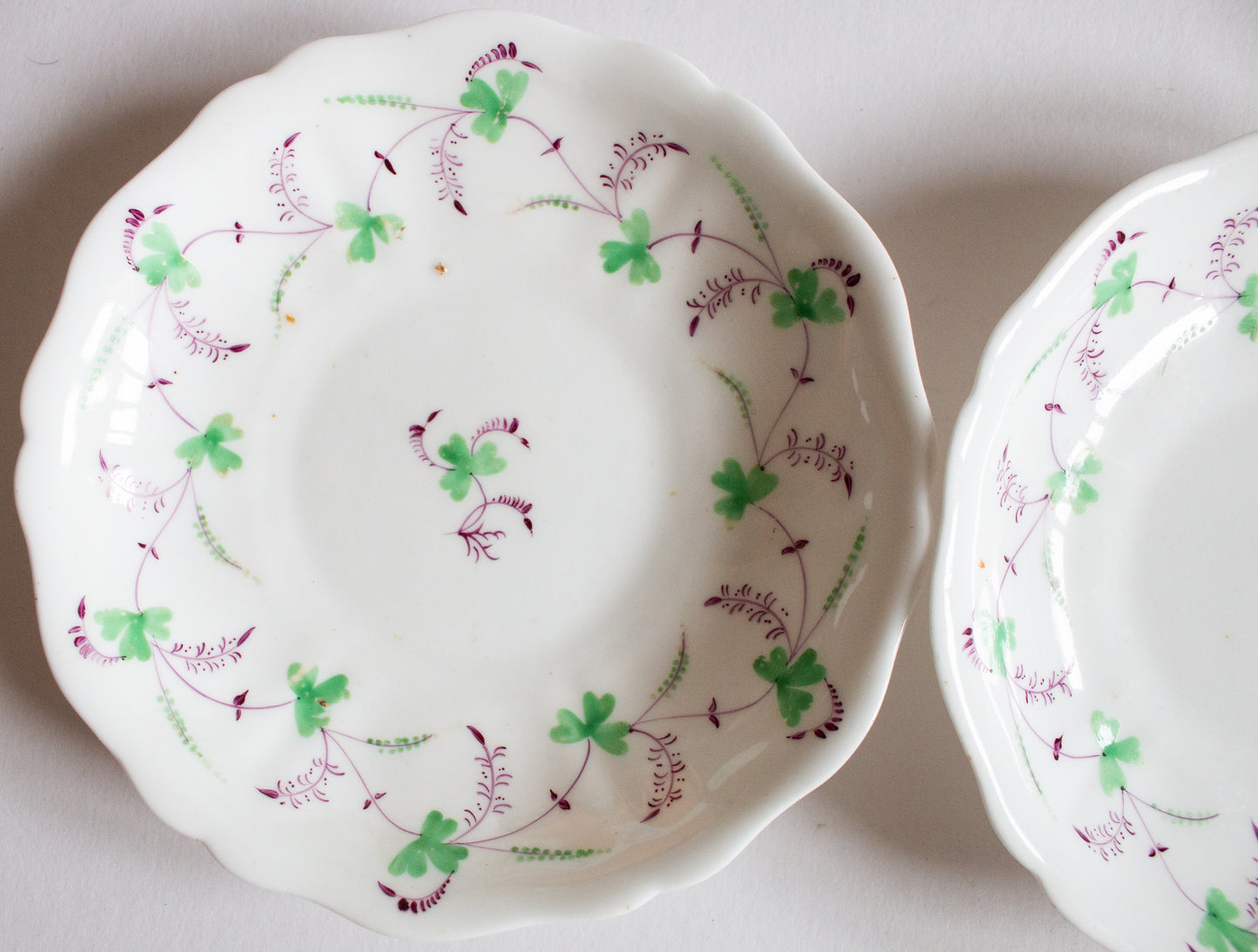 Antique Purple and Green Floral Motif 6" Side Plates (2)