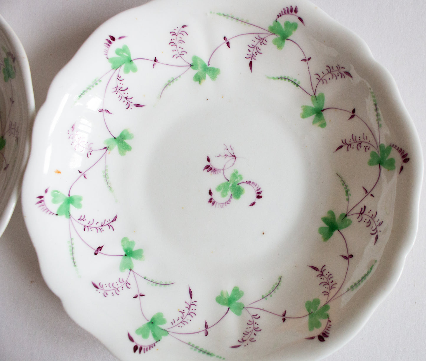 Antique Purple and Green Floral Motif 6" Side Plates (2)