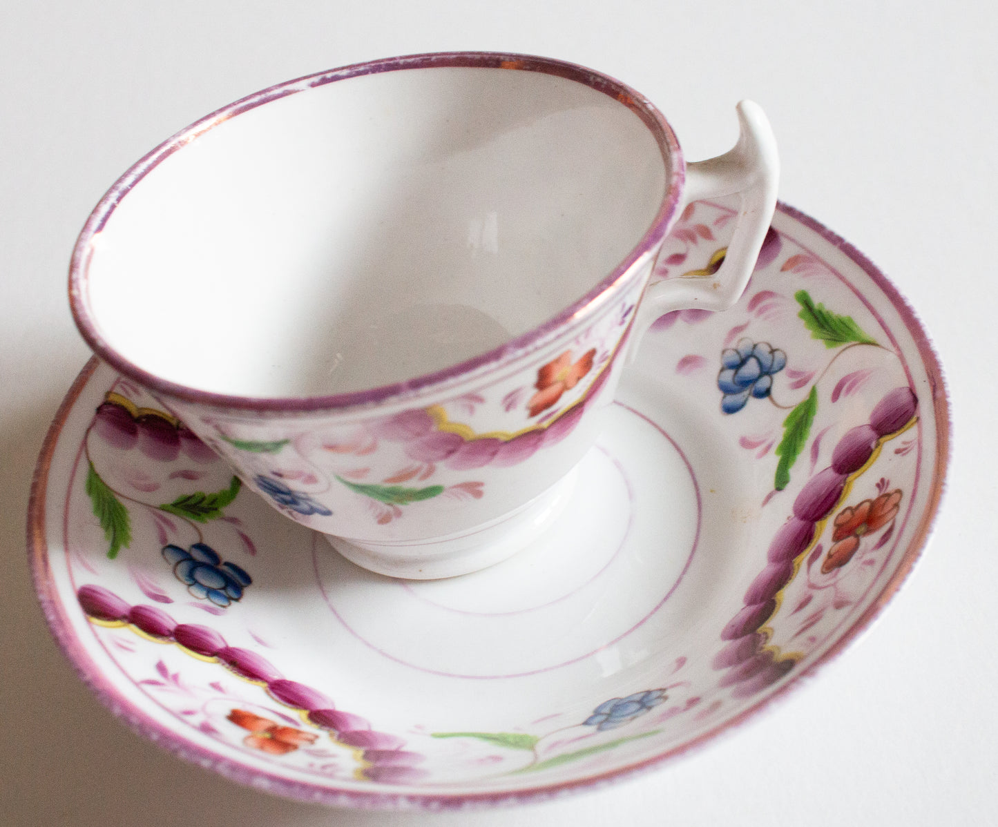 Antique Pink Lustre Teacup and Saucer