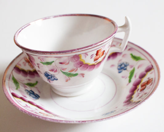 Antique Pink Lustre Teacup and Saucer