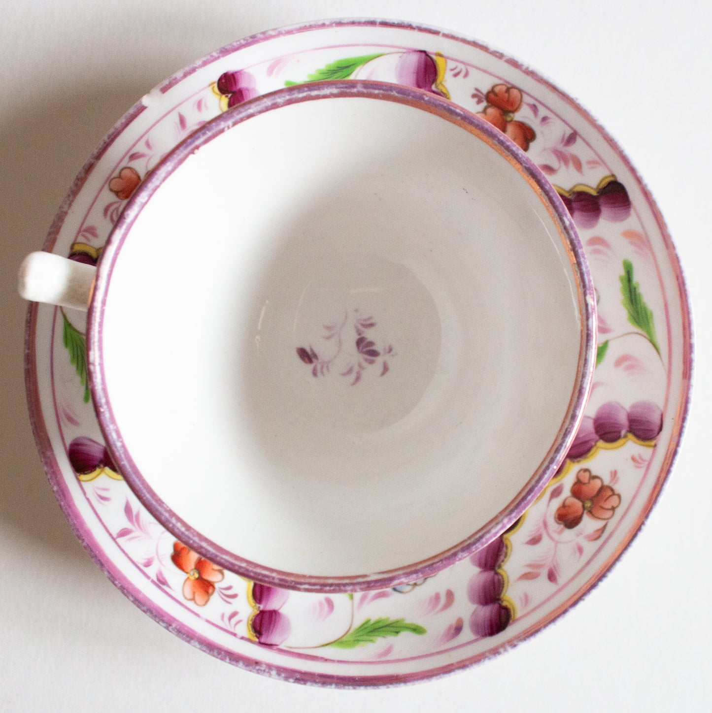 Antique Pink Lustre Teacup and Saucer