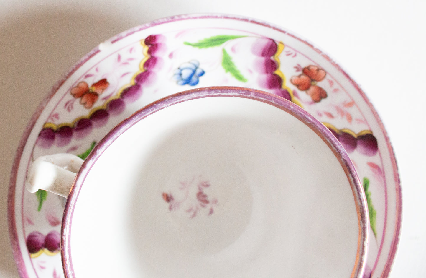 Antique Pink Lustre Teacup and Saucer