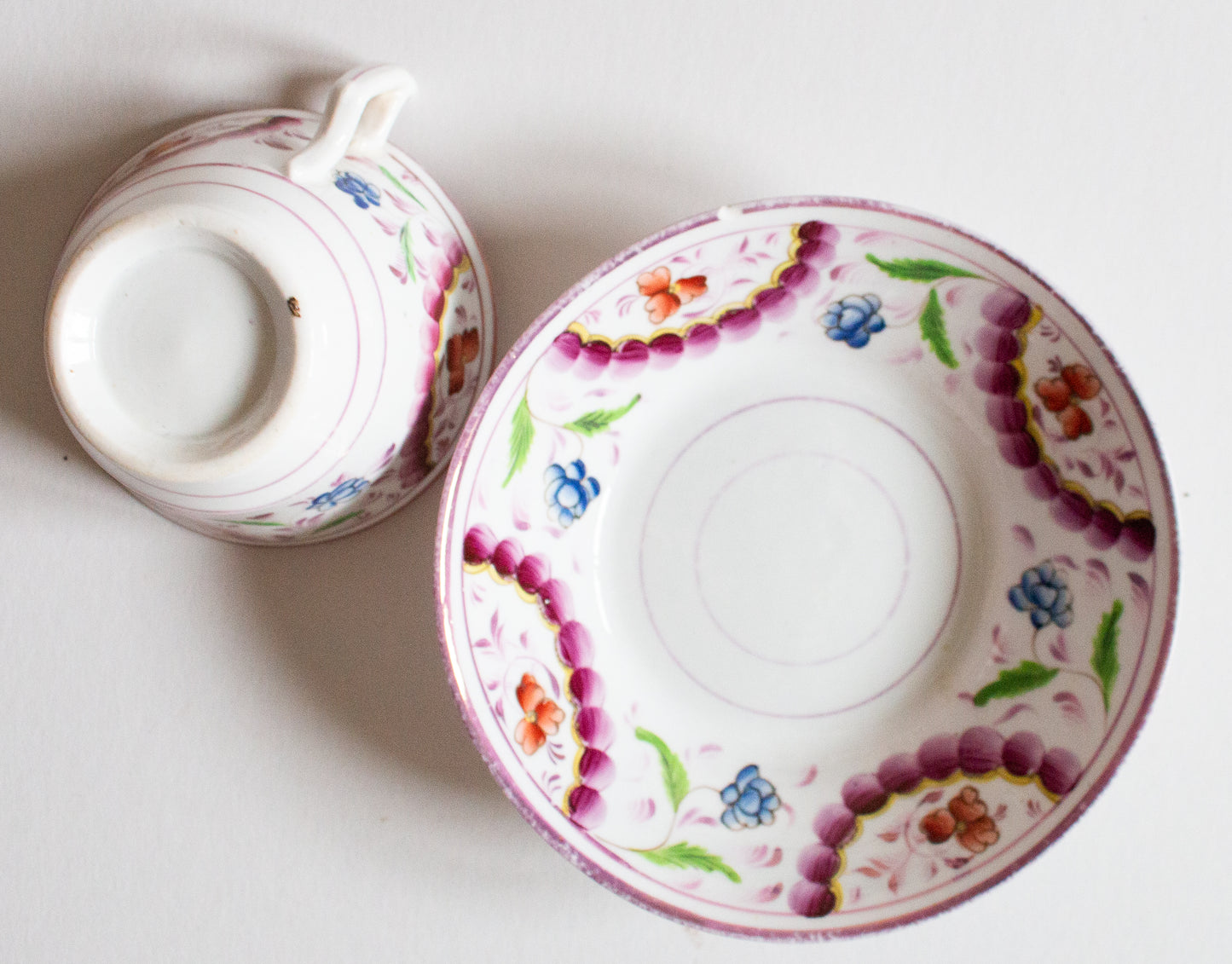 Antique Pink Lustre Teacup and Saucer