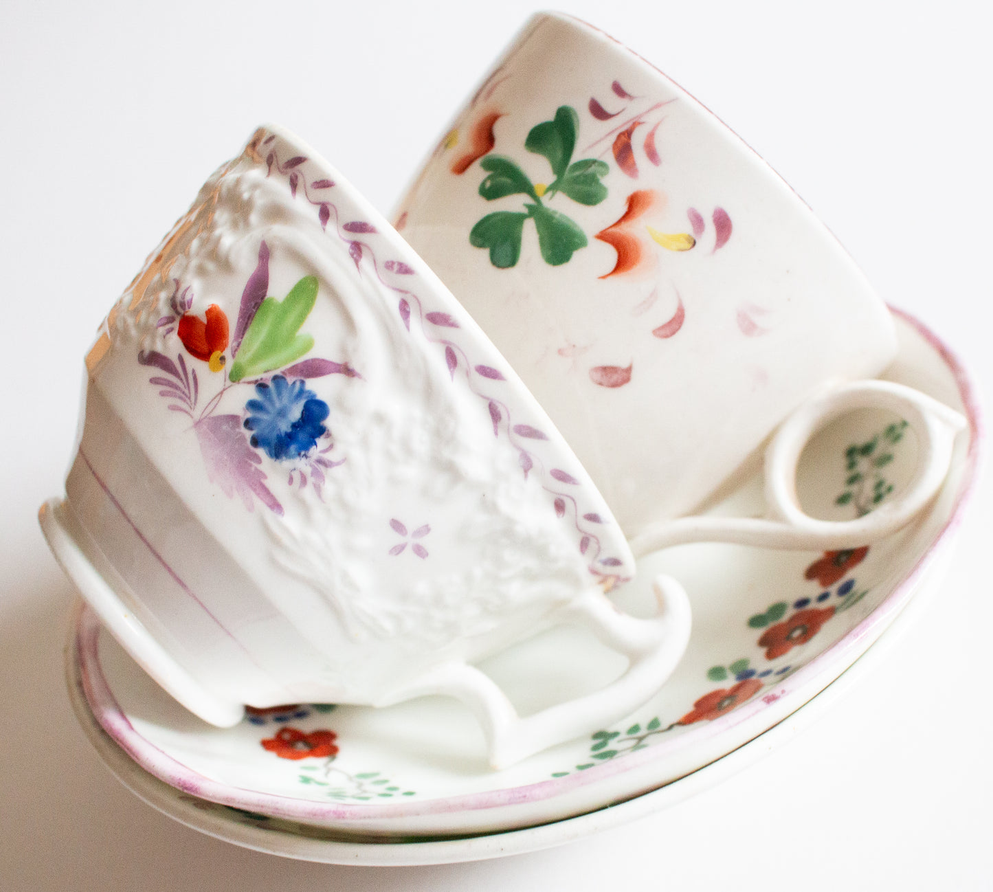 Antique Mismatched Teacups and Saucers (2)