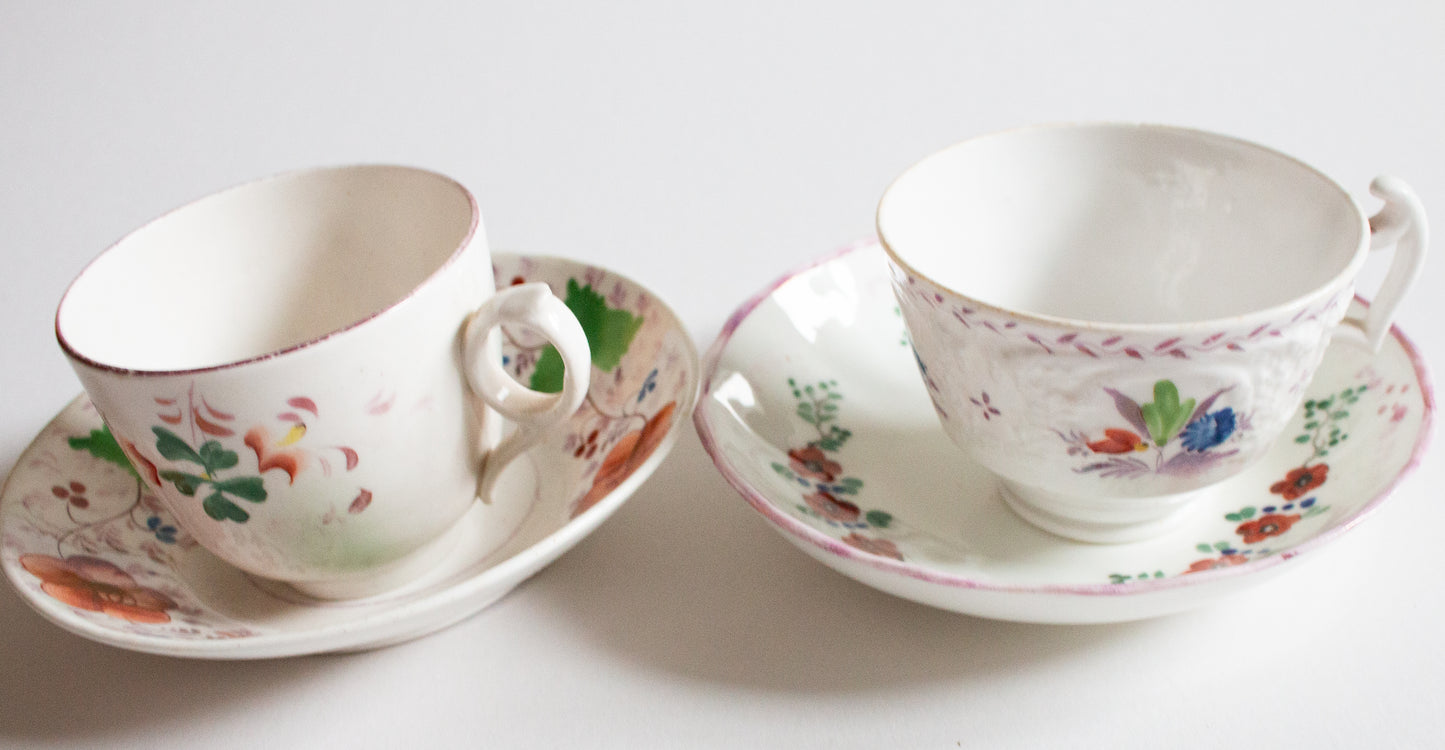 Antique Mismatched Teacups and Saucers (2)