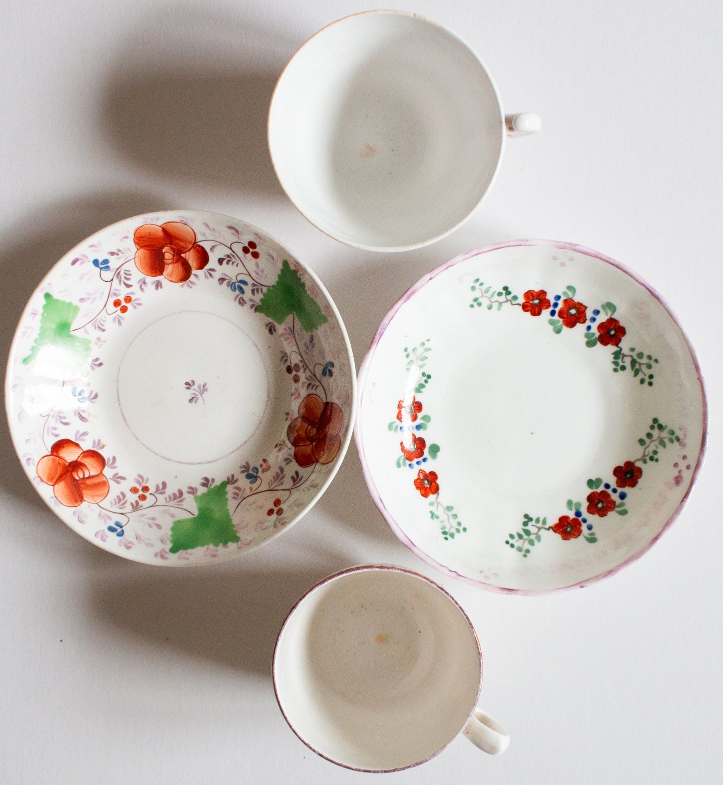 Antique Mismatched Teacups and Saucers (2)