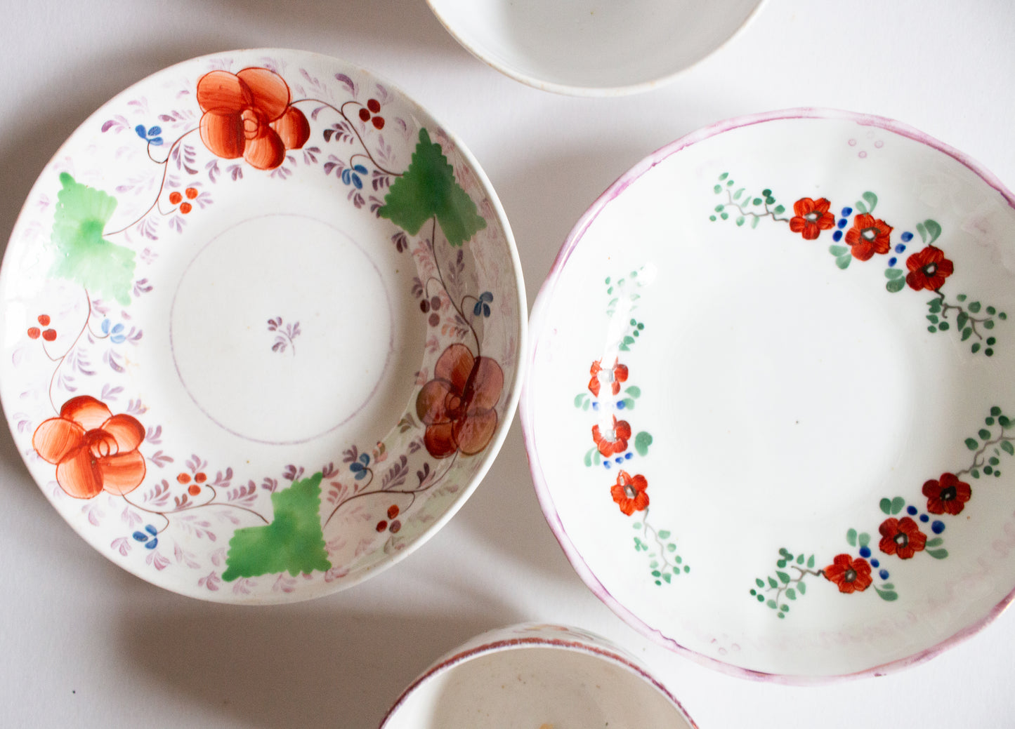 Antique Mismatched Teacups and Saucers (2)