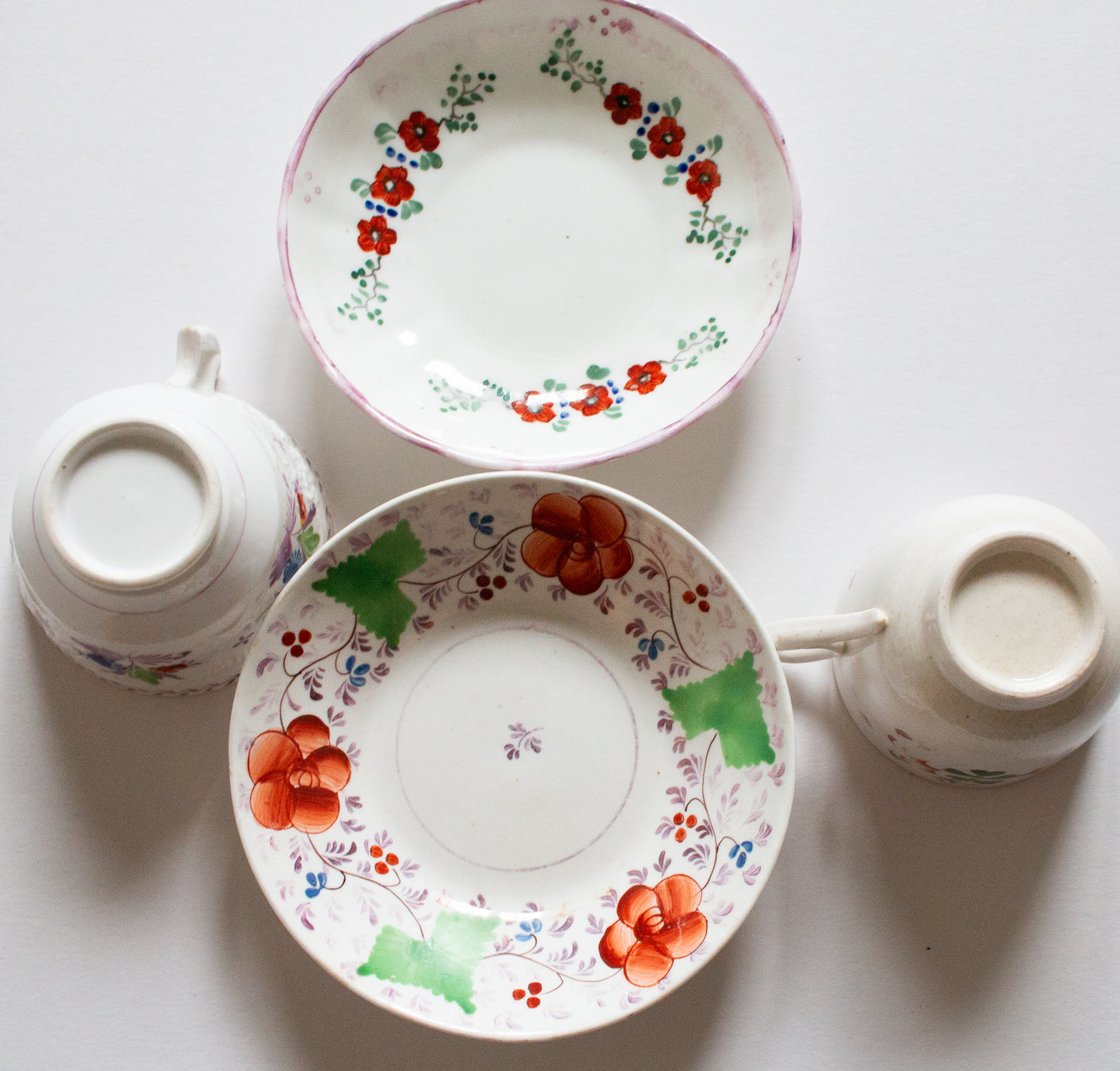 Antique Mismatched Teacups and Saucers (2)