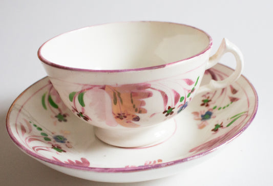 Antique Pink Lustre Teacup and Saucer