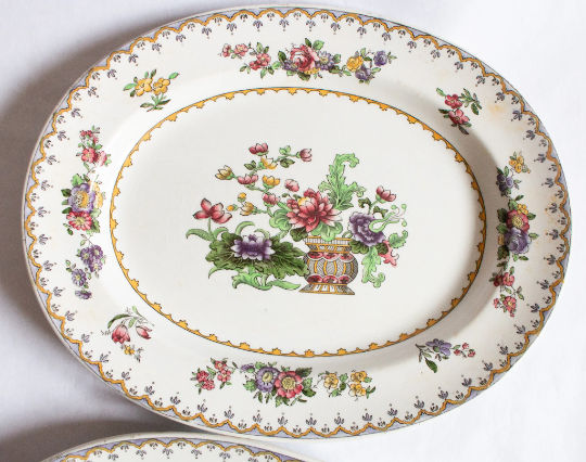 Copeland Spode Manufactured for Harrods 'Peplow' Pattern Small Oval Serving Platters (2)