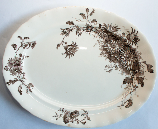 Keeling & Co. 'Daisy' Brown Transferware Large Meat Platter