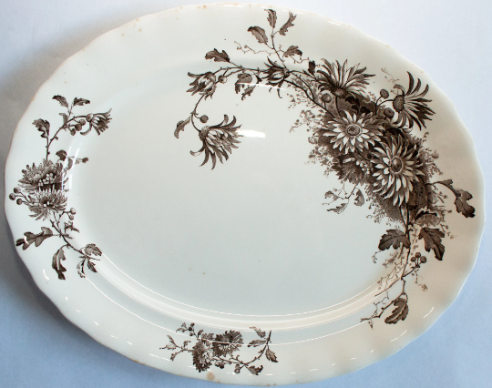 Keeling & Co. 'Daisy' Brown Transferware Large Meat Platter