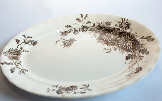 Keeling & Co. 'Daisy' Brown Transferware Large Meat Platter