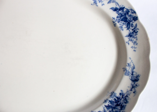 Antique Bishop & Stonier 'Luray' Pattern Flow Blue and White Serving Platter