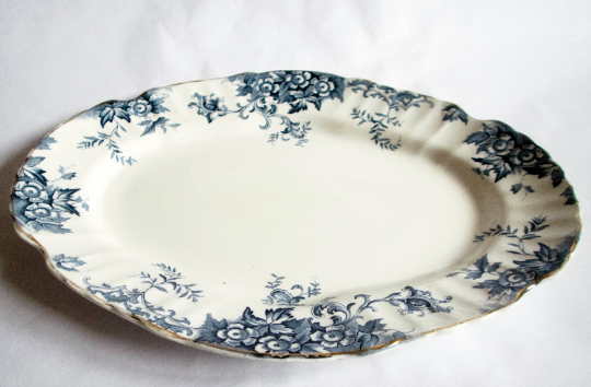 Doulton Burslem 'Lynn' Pattern Blue and White Transferware Serving Platter