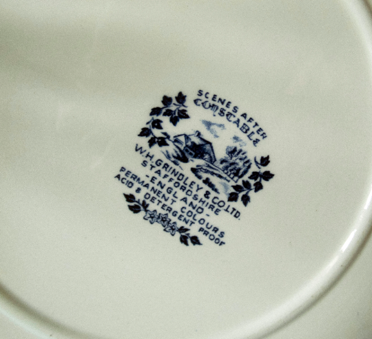 Grindley 'Scenes after Constable' Pattern Blue and White Transferware Serving Plates (2)