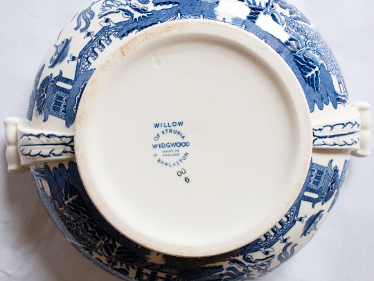 Wedgwood Blue and White Transferware 'Willow' Pattern Lidded Tureen