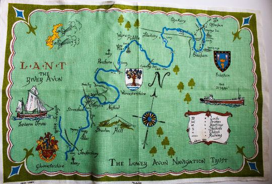 Vintage Linen Tea Towel 'The Lower Avon Navigation Trust'