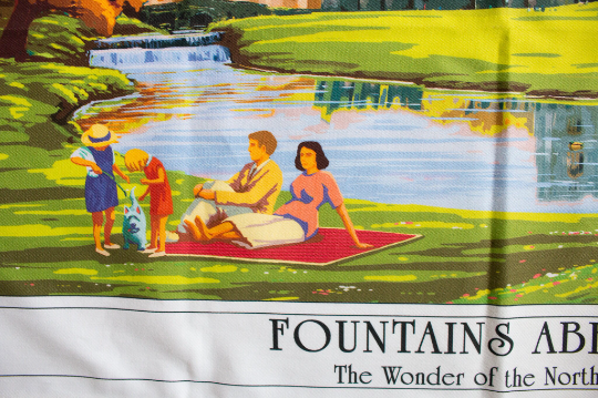 Vintage Tea Towel 'Fountains Abbey The Wonder of the North'