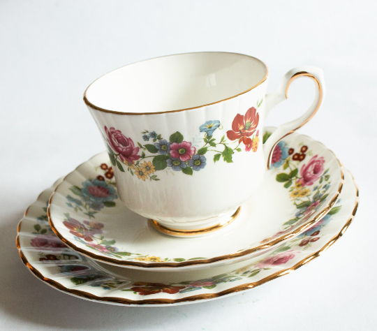 Royal Stafford Bone China Floral Teacup Trio