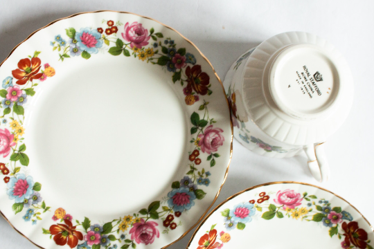 Royal Stafford Bone China Floral Teacup Trio