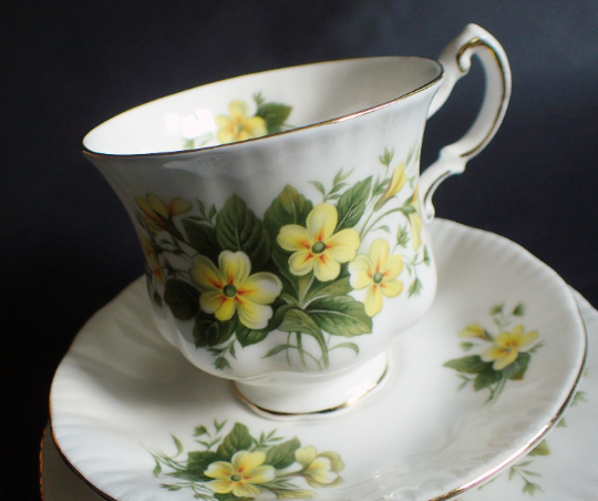 Paragon Bone China 'Primrose' Pattern Teacup Trio