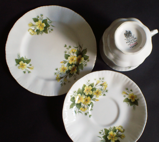 Paragon Bone China 'Primrose' Pattern Teacup Trio