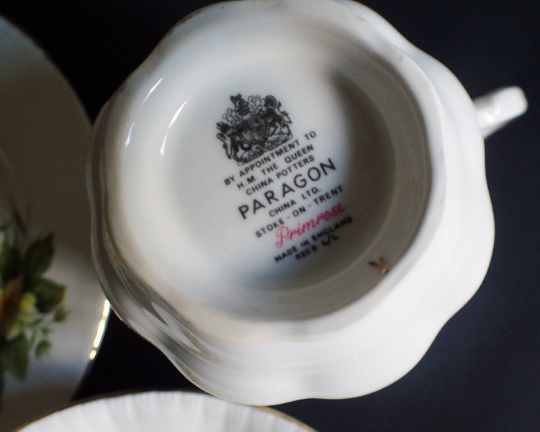 Paragon Bone China 'Primrose' Pattern Teacup Trio