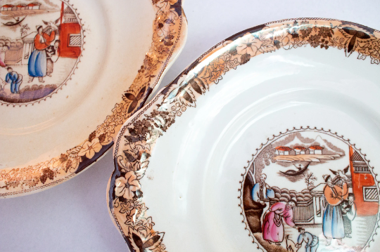 Antique Oriental Style Cake Plates (2)