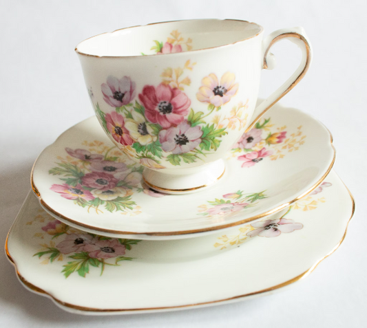 Stanley Fine Bone China Teacup Trio with Floral Detail