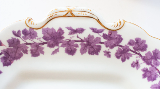 Vintage Purple Floral China Cake Plate and Sugar Bowl