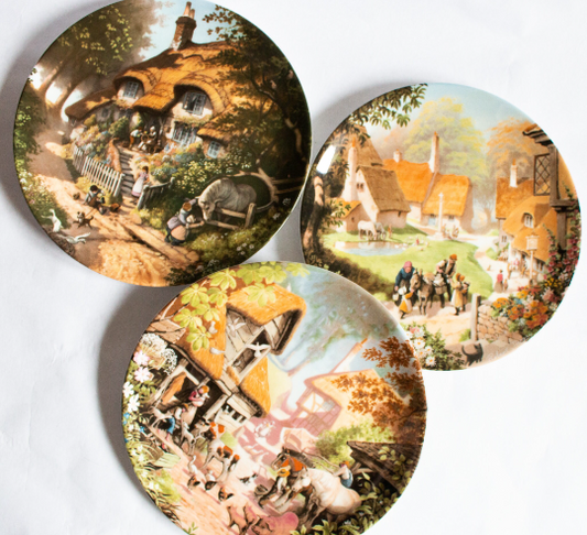 Coalport Bone China 'The Tale of a Country Village' Series Collector's Plates (3)