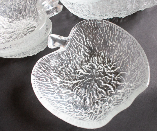 Vintage Glass Moulded Apple Shape Dessert Bowls Set for Six