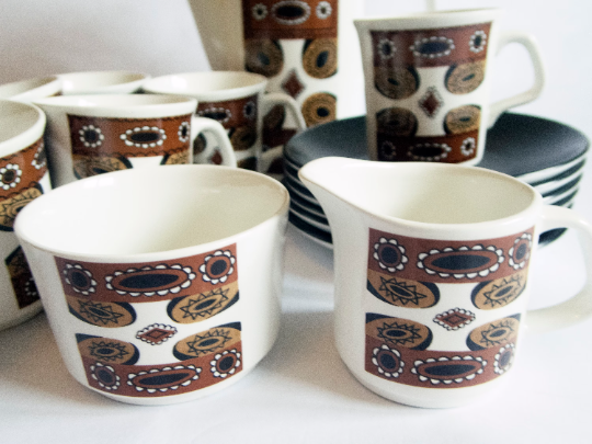 J & G Meakin Studio 'Maori' Pattern Coffee Set